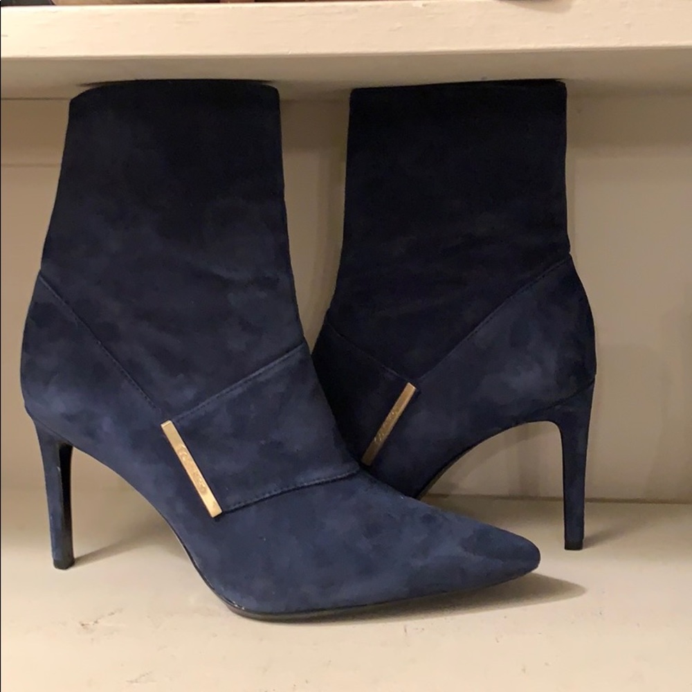 Calvin Klein navy suede ankle boot